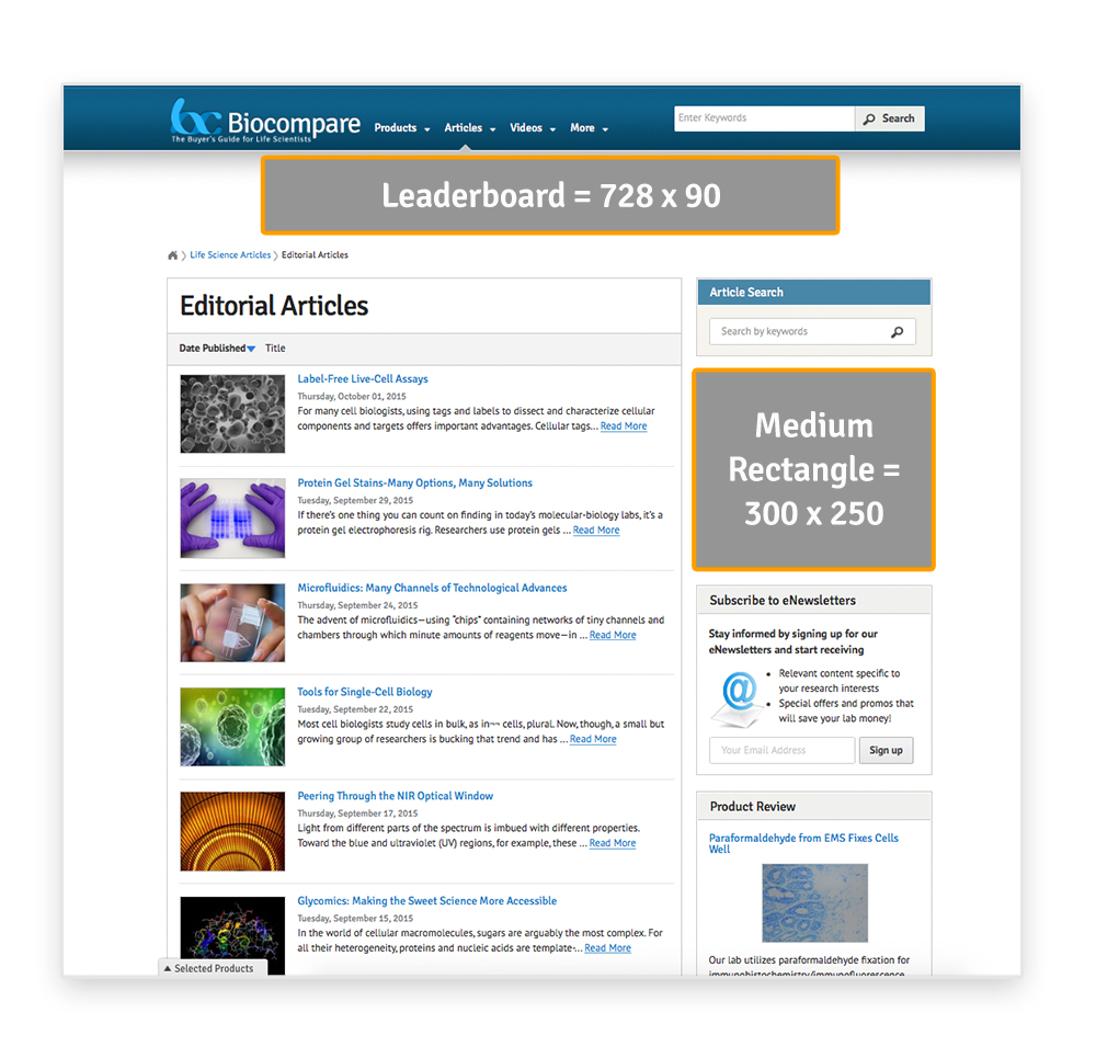 Biocompare Media Kit Banner Display Advertising