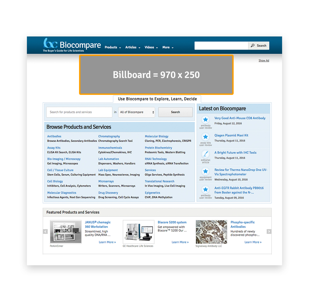 Biocompare Media Kit Banner Display Advertising